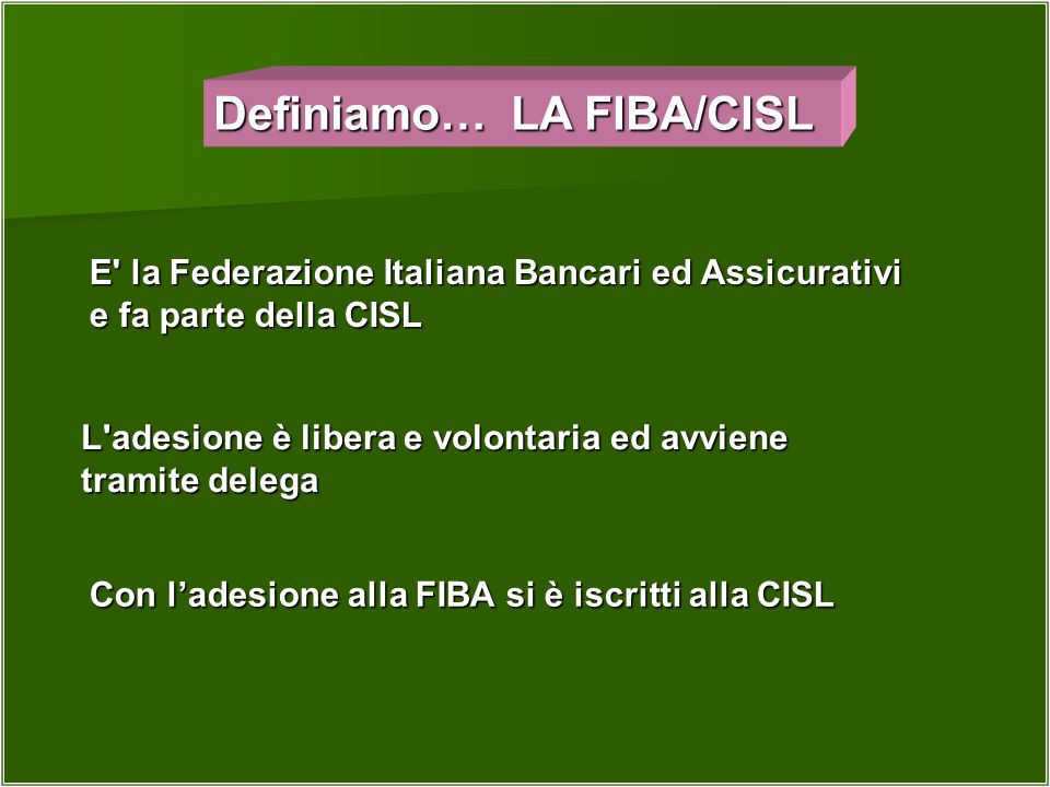 Definiamo… LA FIBA/CISL