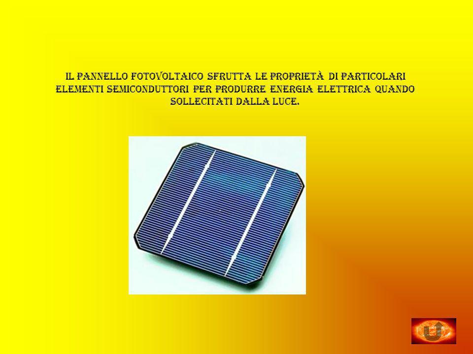 il pannello fotovoltaico sfrutta le proprietà di particolari elementi semiconduttori per produrre energia elettrica quando sollecitati dalla luce.