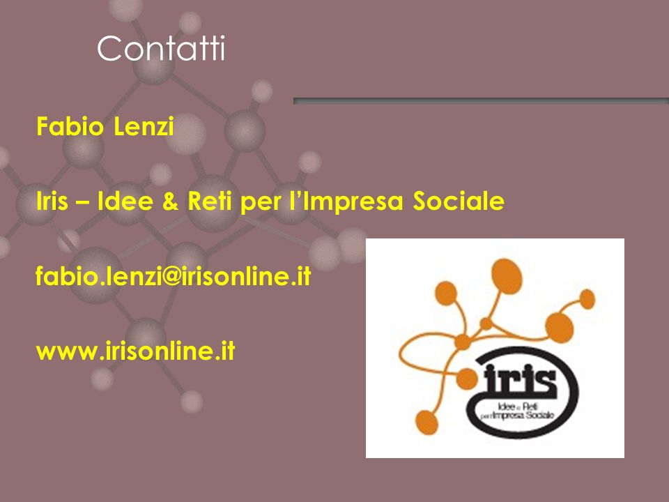 Contatti Fabio Lenzi Iris – Idee & Reti per l’Impresa Sociale