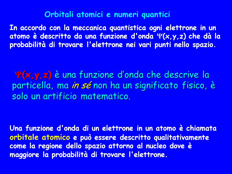 Orbitali atomici e numeri quantici