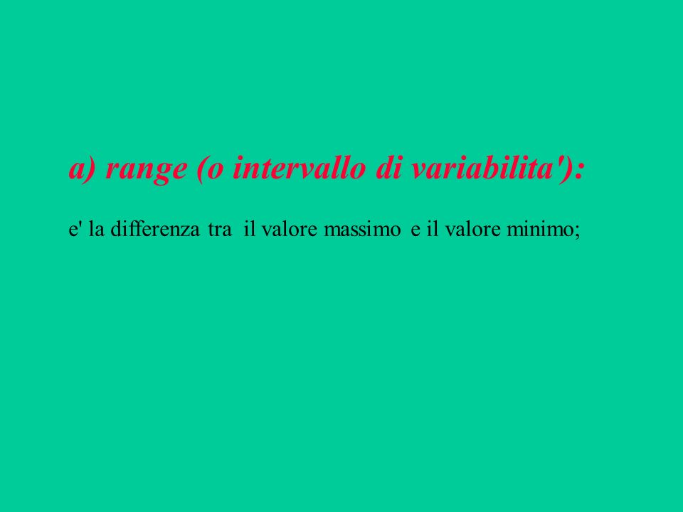 a) range (o intervallo di variabilita ):
