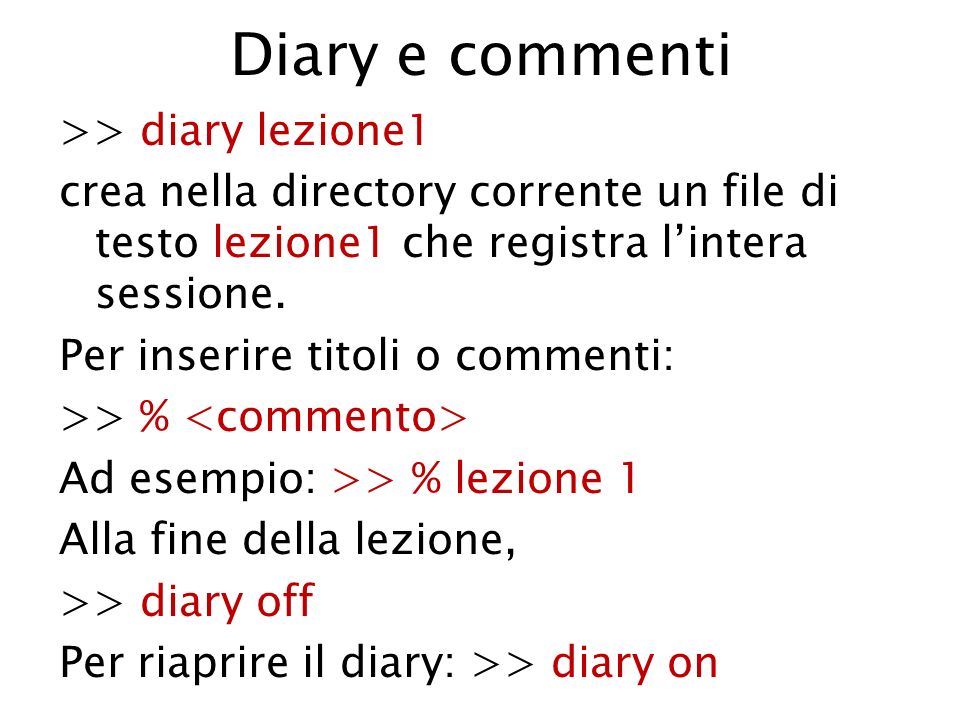 Diary e commenti