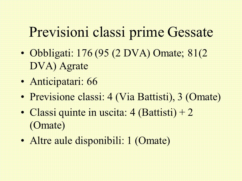 Previsioni classi prime Gessate