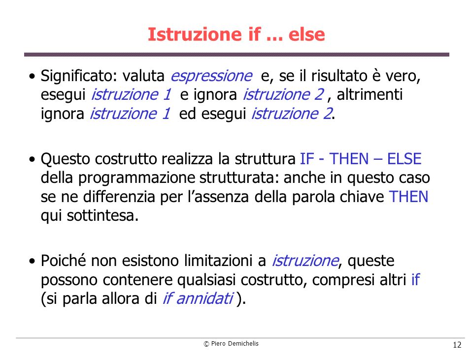 Istruzione if ... else