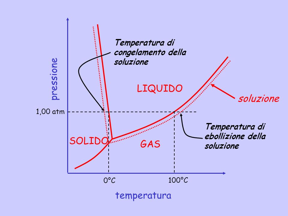 pressione LIQUIDO soluzione SOLIDO GAS temperatura