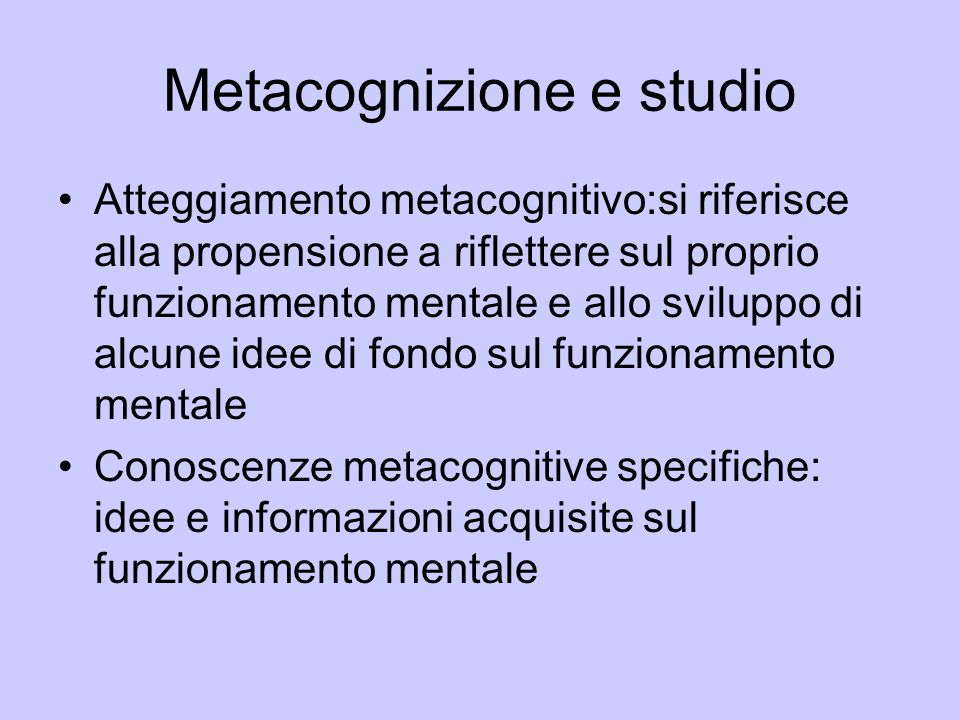 Metacognizione e studio