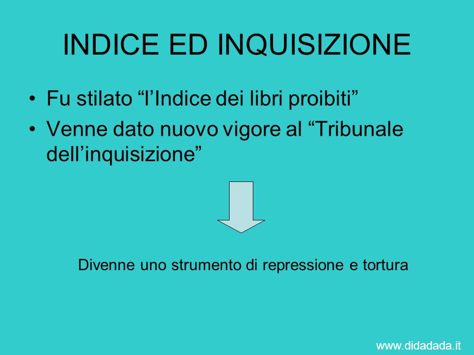INDICE ED INQUISIZIONE