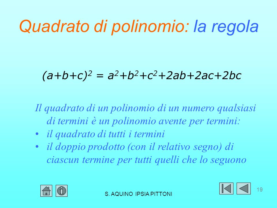 Quadrato di polinomio: la regola