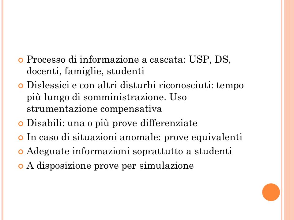 Processo di informazione a cascata: USP, DS, docenti, famiglie, studenti