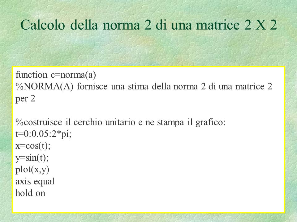 Calcolo della norma 2 di una matrice 2 X 2