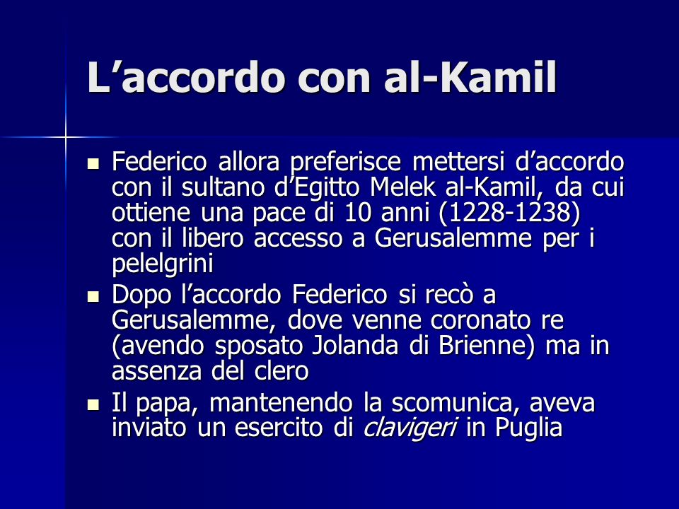 L’accordo con al-Kamil