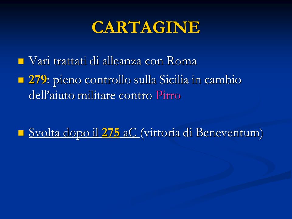 CARTAGINE Vari trattati di alleanza con Roma