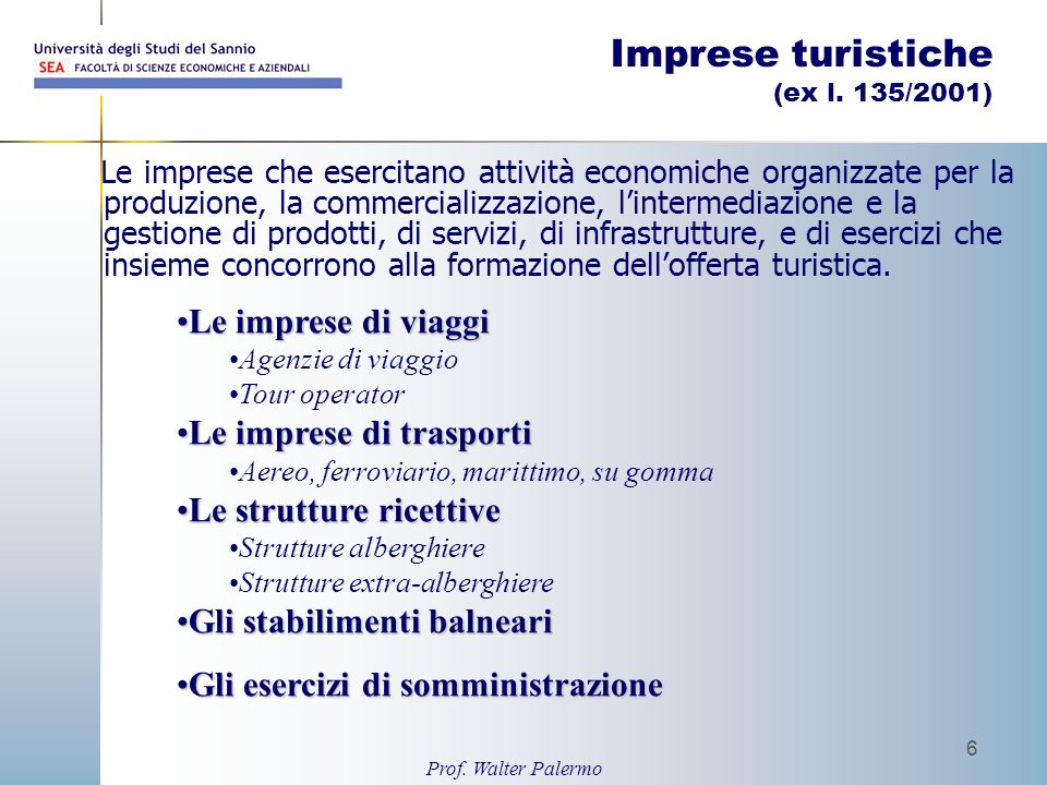 Imprese turistiche (ex l. 135/2001)