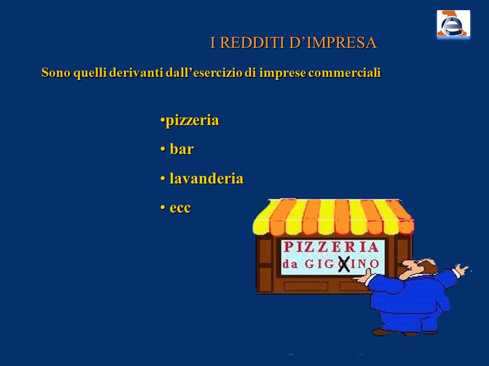 I REDDITI D’IMPRESA pizzeria bar lavanderia ecc