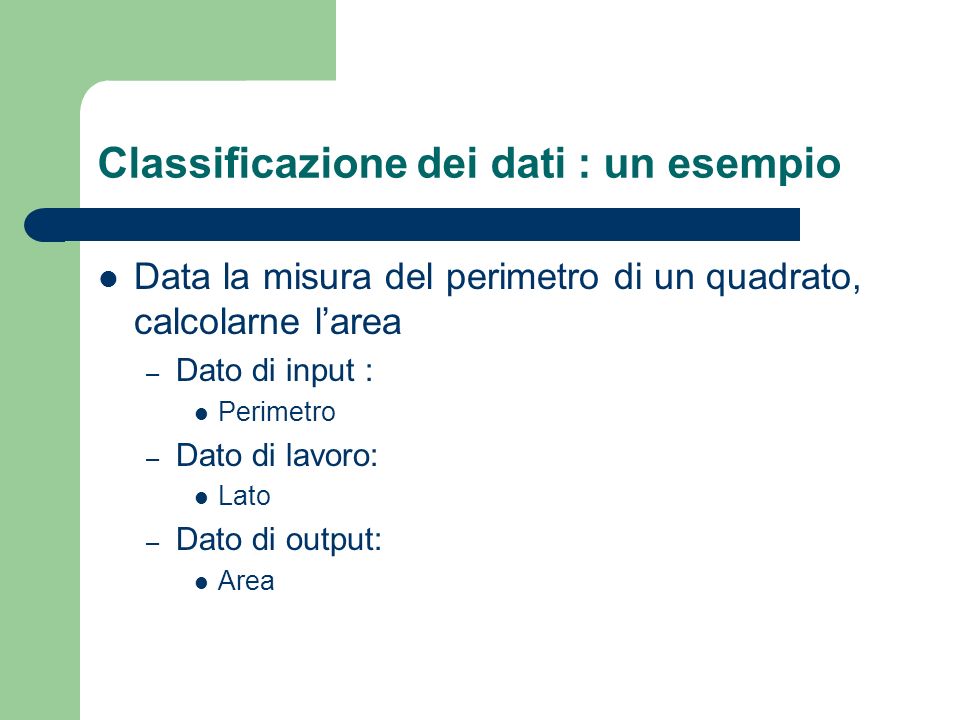 Classificazione dei dati : un esempio