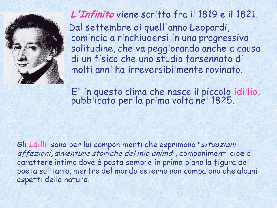 L Infinito viene scritto fra il 1819 e il 1821.