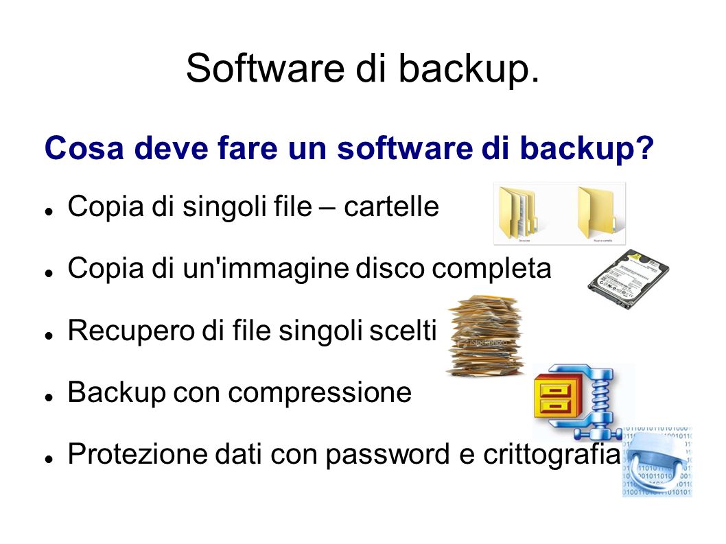 Software di backup. Cosa deve fare un software di backup