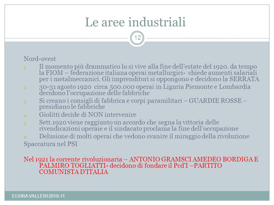 Le aree industriali Nord-ovest