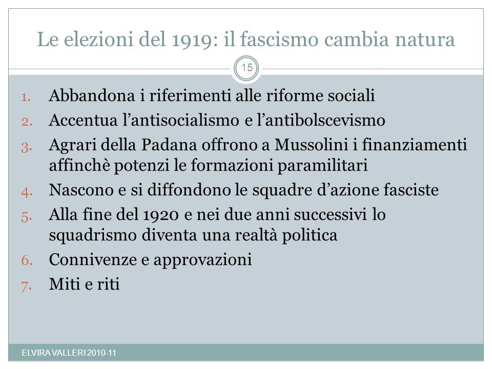 Le elezioni del 1919: il fascismo cambia natura