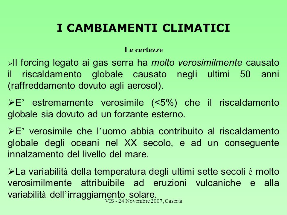 I CAMBIAMENTI CLIMATICI