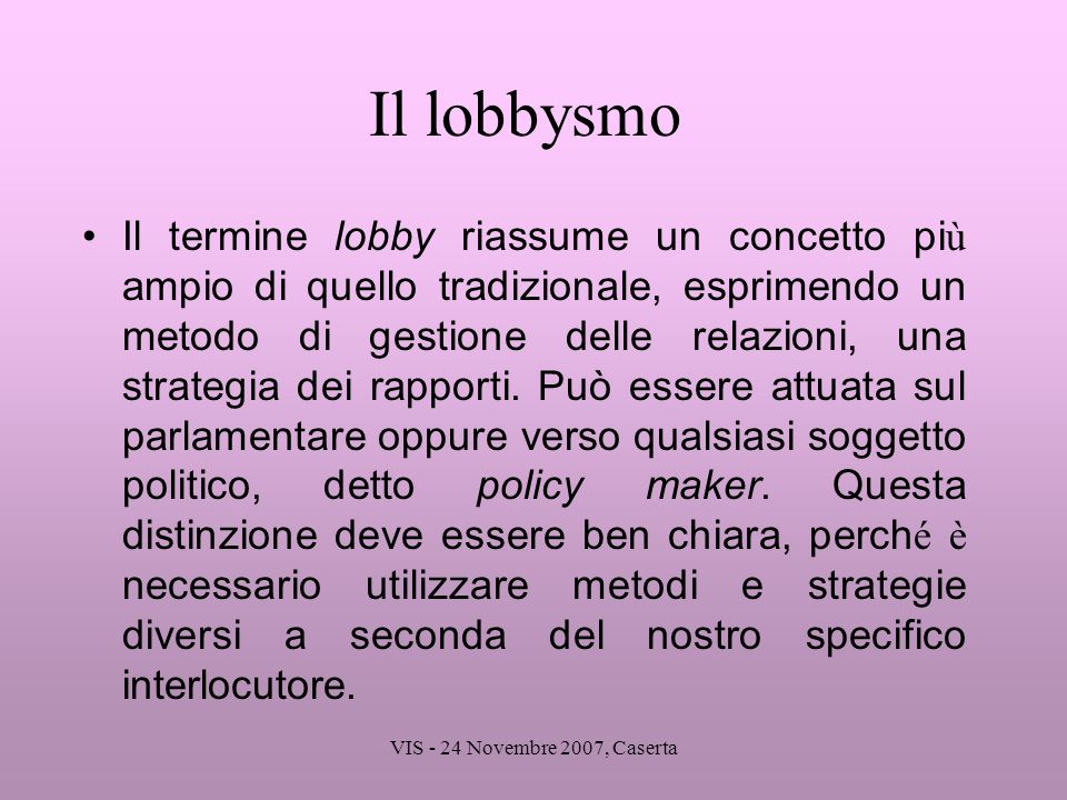 Il lobbysmo