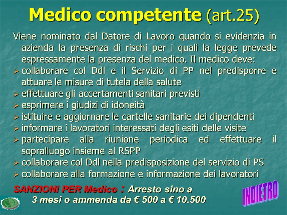 Medico competente (art.25)