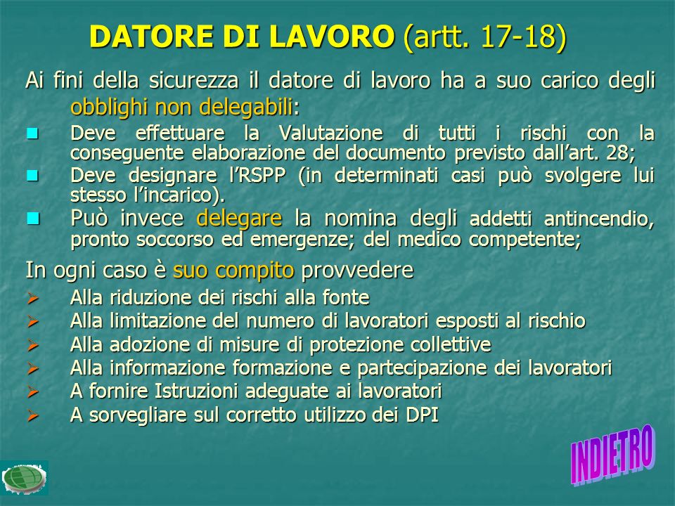 DATORE DI LAVORO (artt )