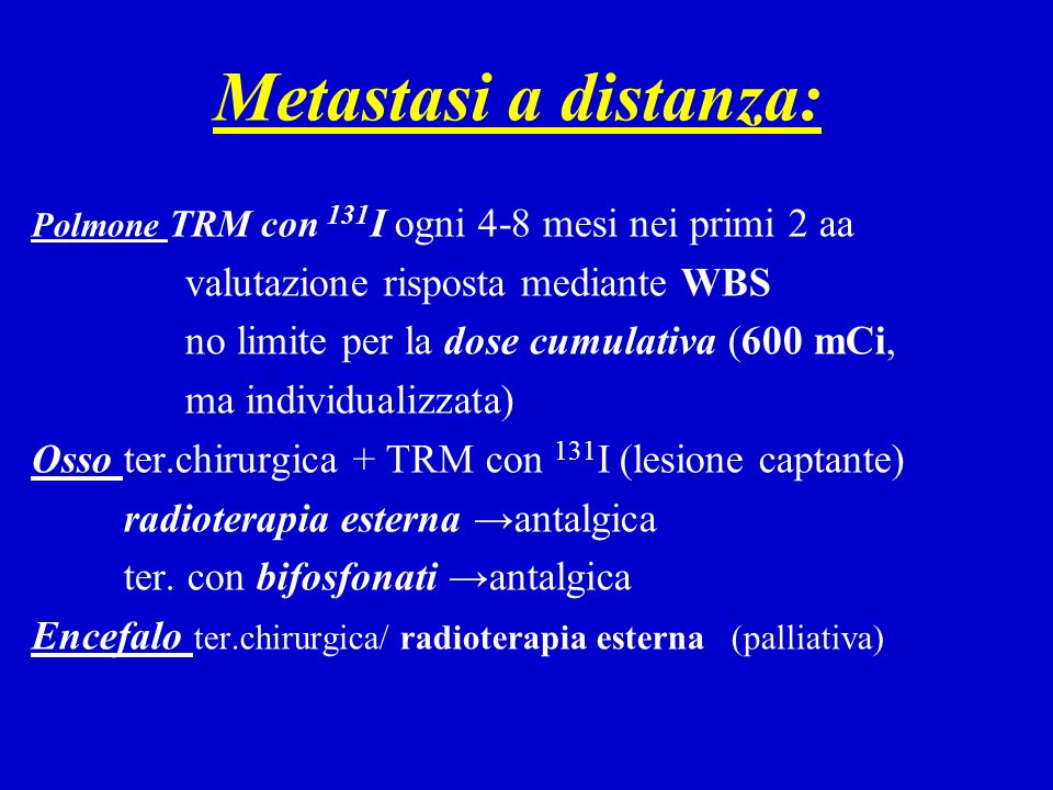 Metastasi a distanza: valutazione risposta mediante WBS
