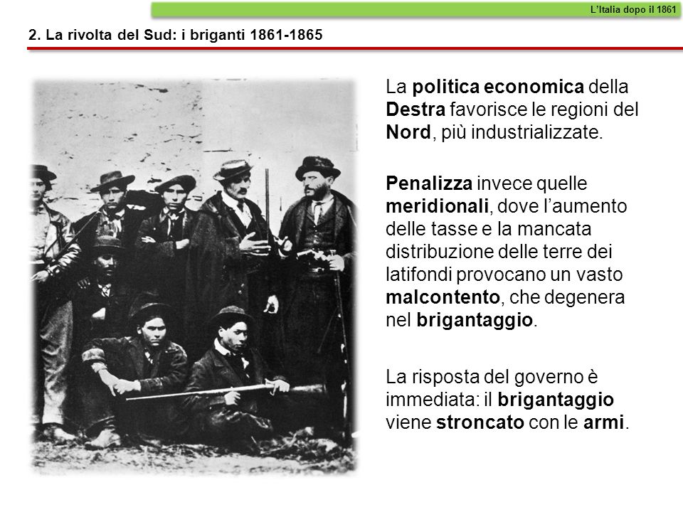 L’Italia dopo il La rivolta del Sud: i briganti