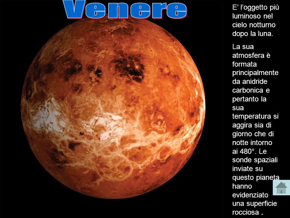 Venere E’ l’oggetto più luminoso nel cielo notturno dopo la luna.