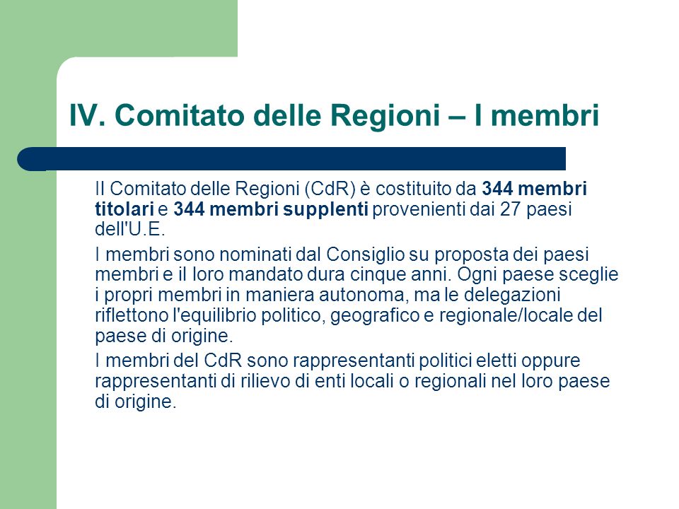 IV. Comitato delle Regioni – I membri