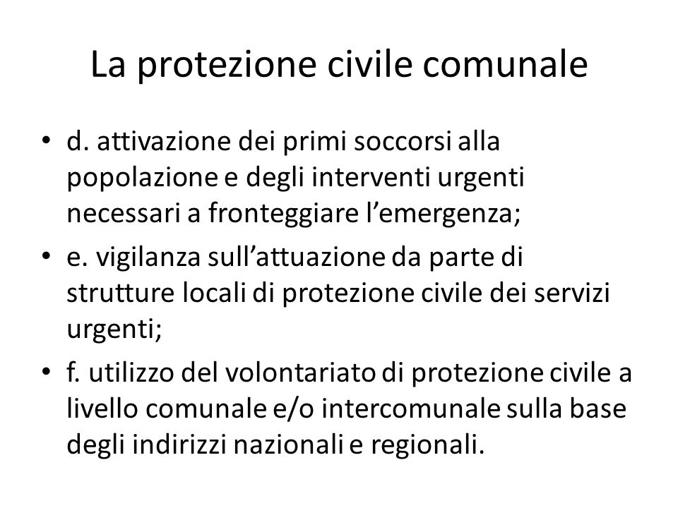 La protezione civile comunale