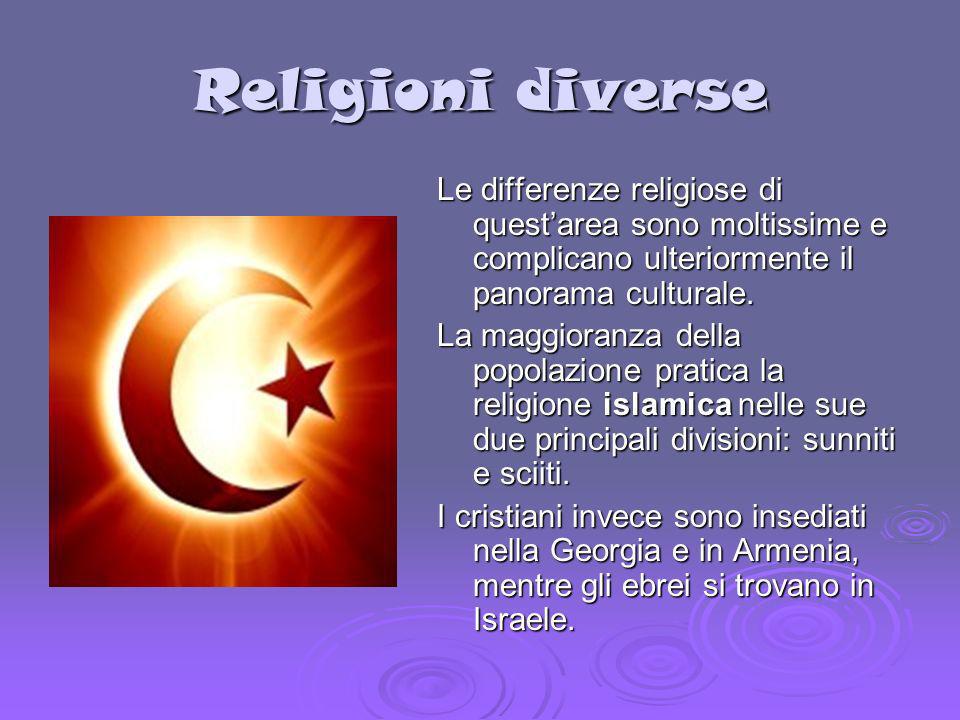 Religioni diverse Le differenze religiose di quest’area sono moltissime e complicano ulteriormente il panorama culturale.