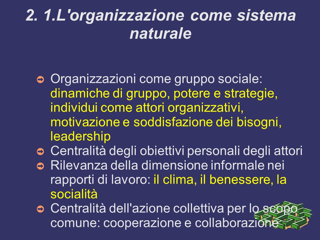 2. 1.L organizzazione come sistema naturale