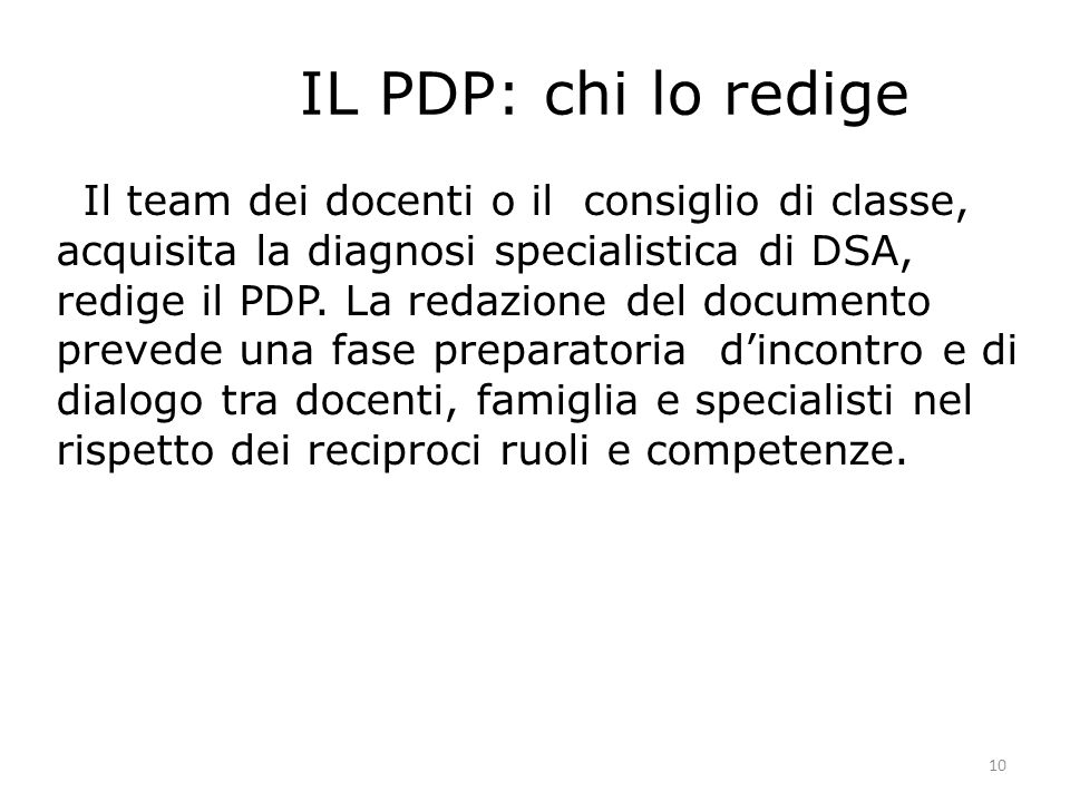 IL PDP: chi lo redige