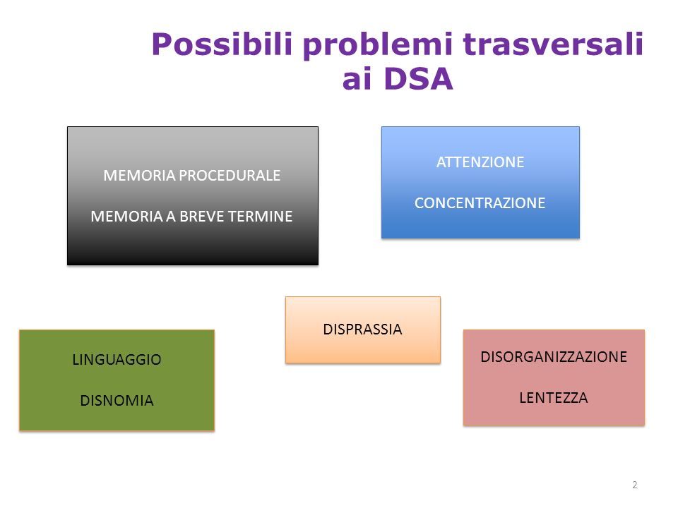 Possibili problemi trasversali ai DSA