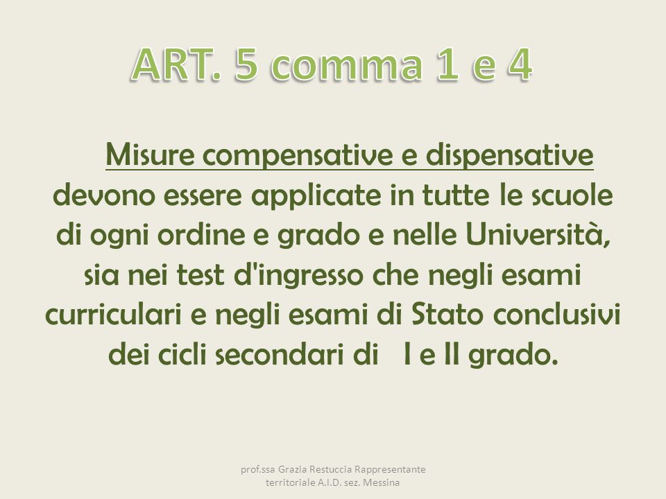 ART. 5 comma 1 e 4