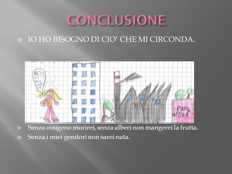 CONCLUSIONE IO HO BISOGNO DI CIO’ CHE MI CIRCONDA.