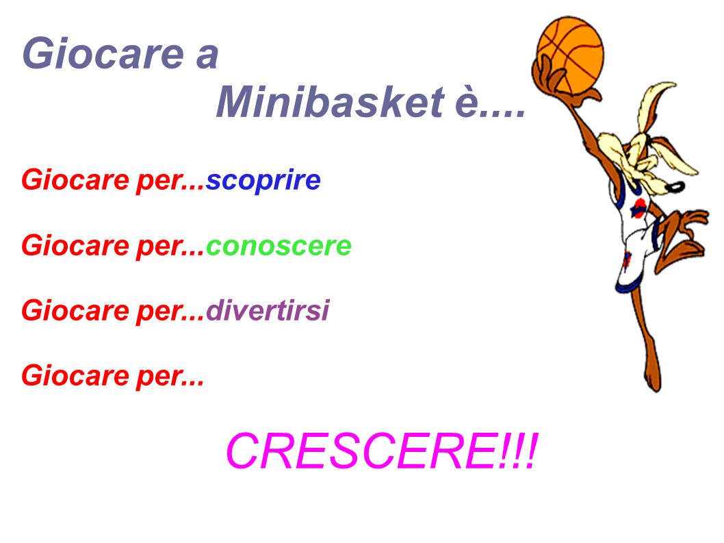Giocare a Minibasket è.... Giocare per...scoprire