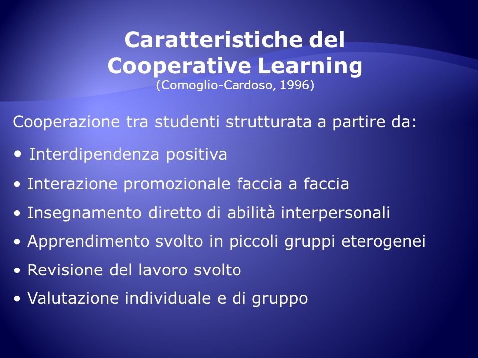 Caratteristiche del Cooperative Learning