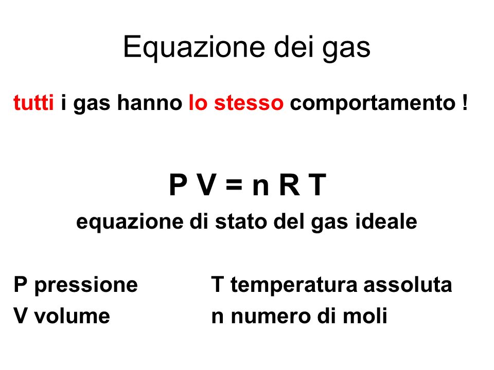 equazione di stato del gas ideale