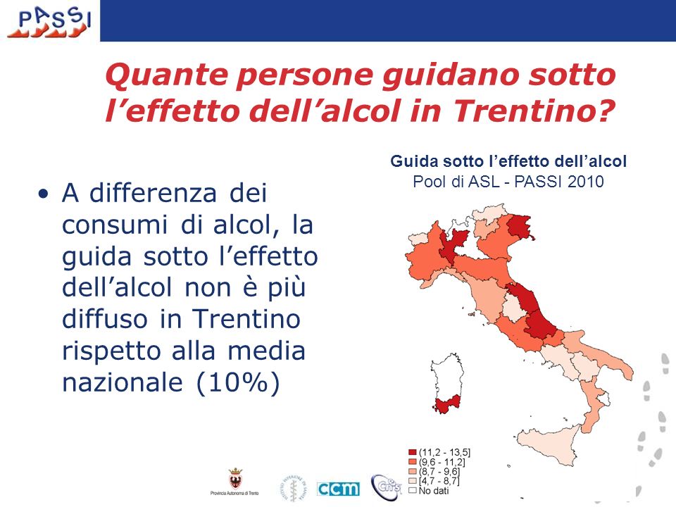 Quante persone guidano sotto l’effetto dell’alcol in Trentino