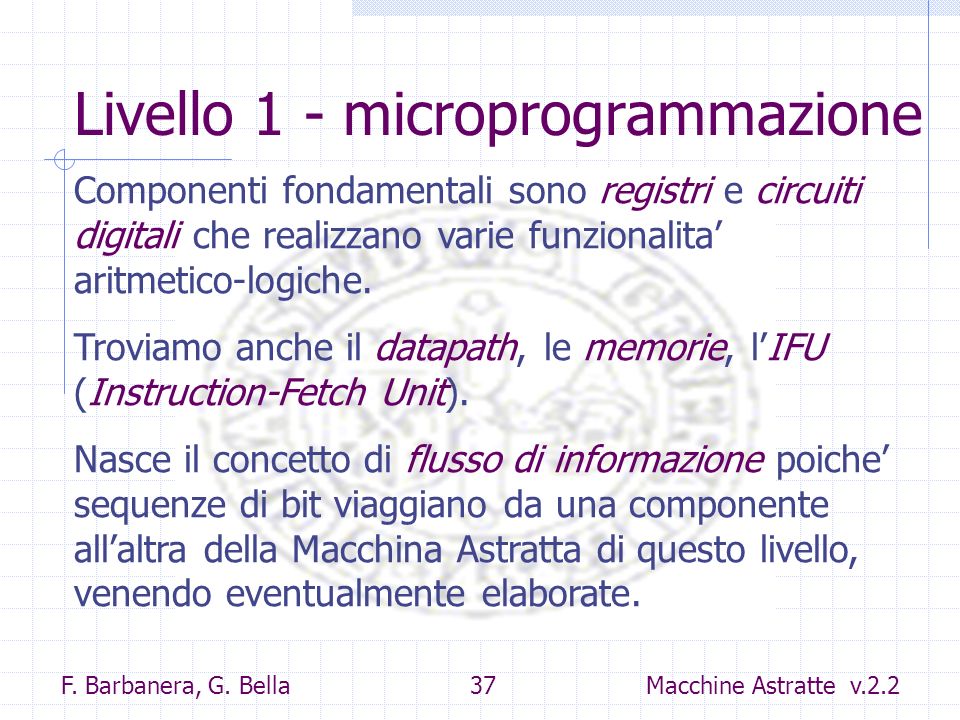 Livello 1 - microprogrammazione