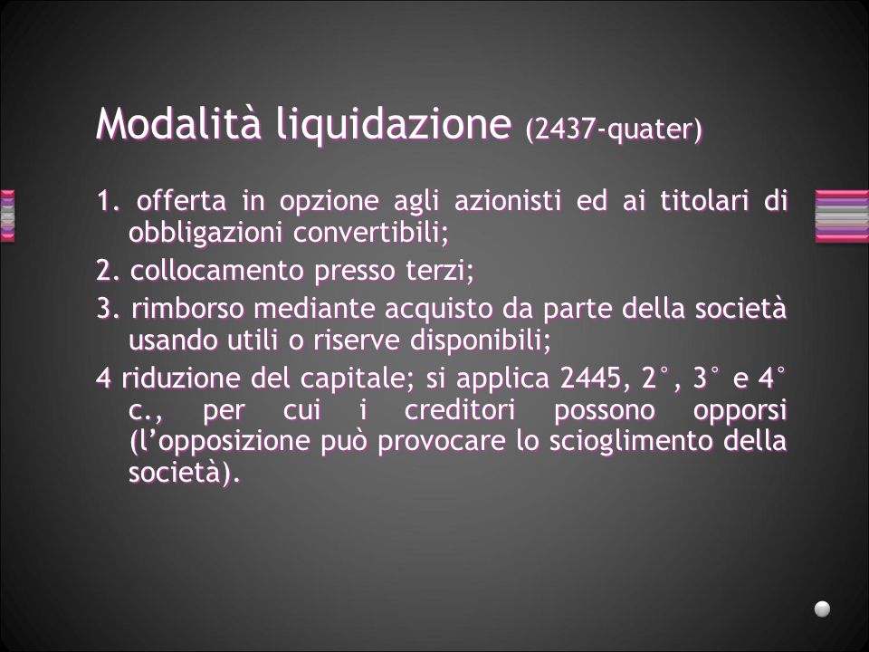 Modalità liquidazione (2437-quater)