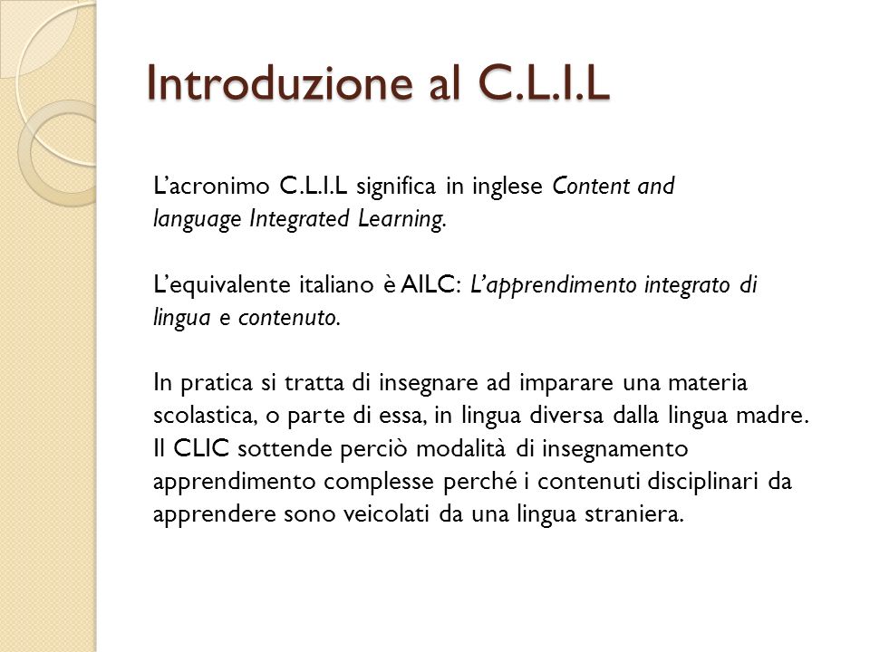 Introduzione al C.L.I.L