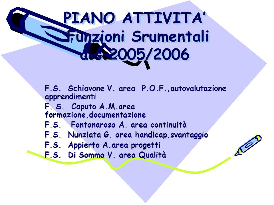 PIANO ATTIVITA’ Funzioni Srumentali a.s.2005/2006