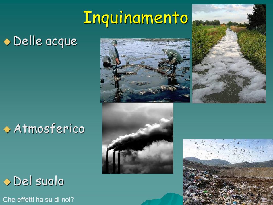 Inquinamento Delle acque Atmosferico Del suolo
