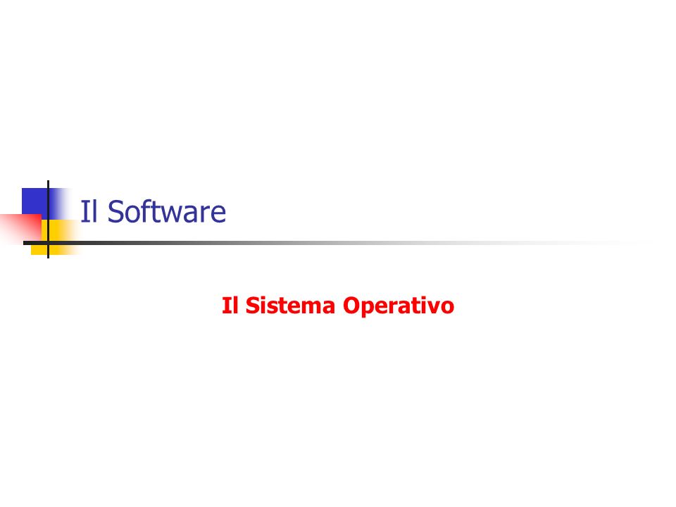 Il Software Il Sistema Operativo