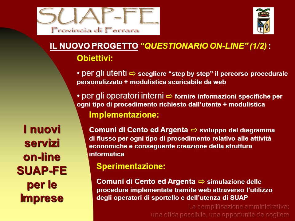 I nuovi servizi on-line SUAP-FE per le Imprese