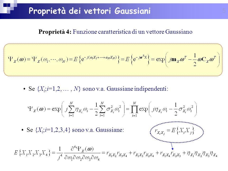 Proprietà dei vettori Gaussiani